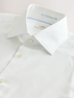 White Regular Fit Signature Premium 100% Cotton Textured Smart Shirt