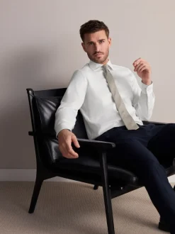 White Regular Fit Signature Textured Smart Shirt