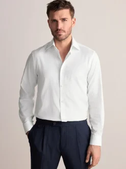 White Regular Fit Signature Textured Smart Shirt