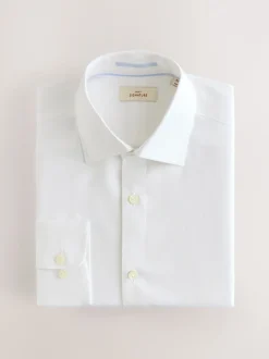 White Regular Fit Signature Textured Smart Shirt