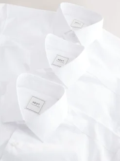 White Regular Fit Single Cuff Easy Care Smart Shirts 3 Pack