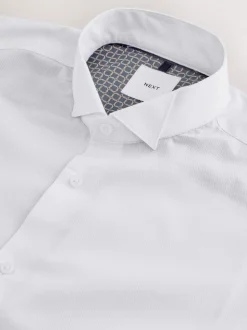 White Regular Fit Wing Collar Occasion Long Sleeve Shirt