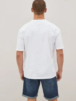 White Relaxed Fit Essential Crew Neck Cotton T-Shirt