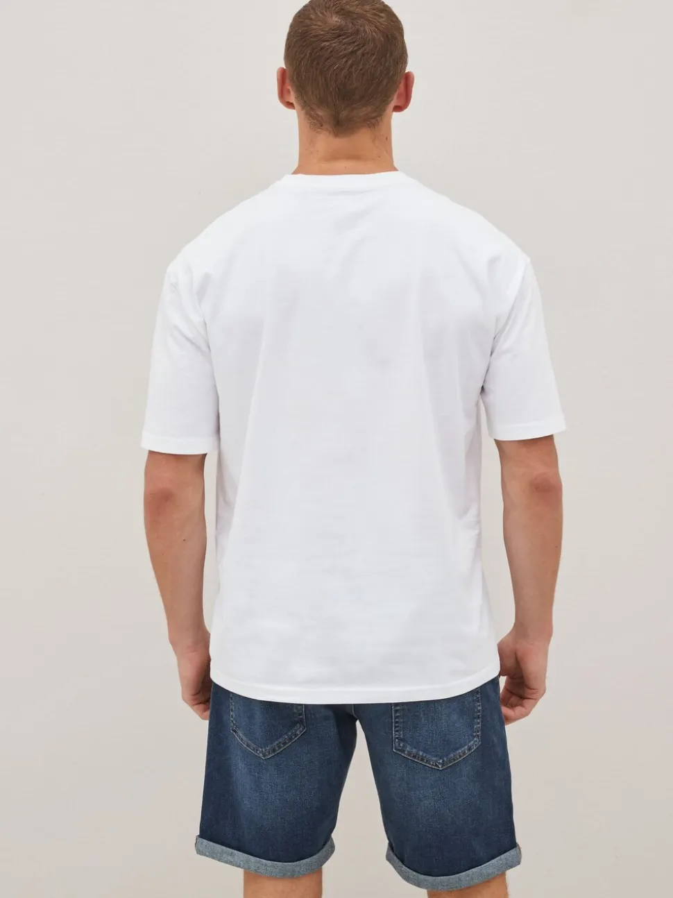 White Relaxed Fit Essential Crew Neck Cotton T-Shirt