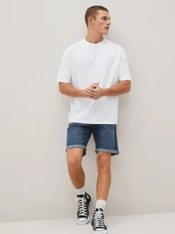White Relaxed Fit Essential Crew Neck Cotton T-Shirt