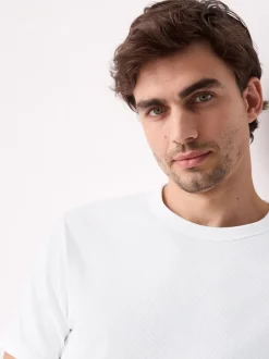 White Ribbed Short Sleeve Crew T-Shirt