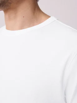 White Ribbed Short Sleeve Crew T-Shirt