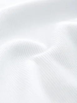 White Ribbed Short Sleeve Crew T-Shirt
