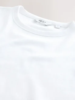 White Ribbed Short Sleeve Crew T-Shirt