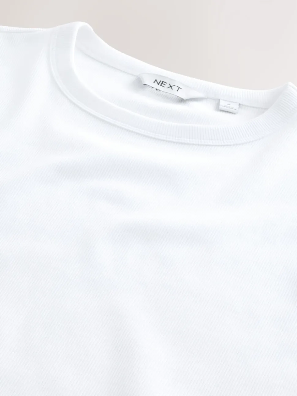 White Ribbed Short Sleeve Crew T-Shirt