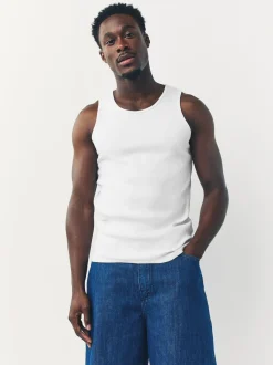 White Ribbed Vests 2 Pack