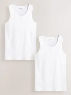 White Ribbed Vests 2 Pack