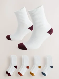 White Rich Heel Toe Sports Socks 4 Pack