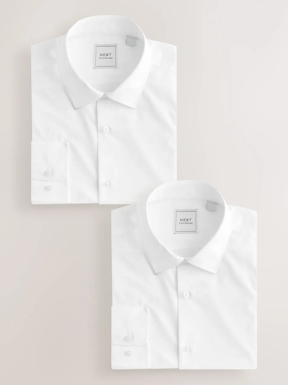 White Skinny Fit Easy Care Long Sleeve Single Cuff Smart Shirts 2 Pack