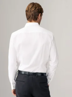 White Skinny Fit Easy Care Long Sleeve Single Cuff Smart Shirts 2 Pack