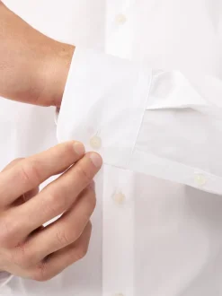 White Skinny Fit Easy Care Long Sleeve Single Cuff Smart Shirts 2 Pack