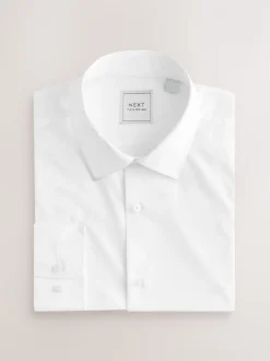 White Skinny Fit Easy Care Long Sleeve Single Cuff Smart Shirts 2 Pack