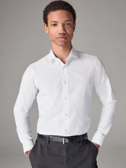 White Skinny Fit Easy Care Single Cuff Smart Shirt