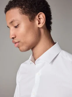 White Skinny Fit Easy Care Single Cuff Smart Shirt
