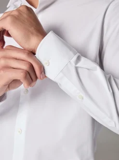 White Skinny Fit Easy Care Single Cuff Smart Shirt