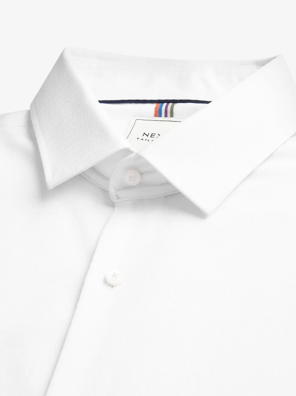 White Skinny Fit Easy Care Textured Single Cuff Smart Shirt