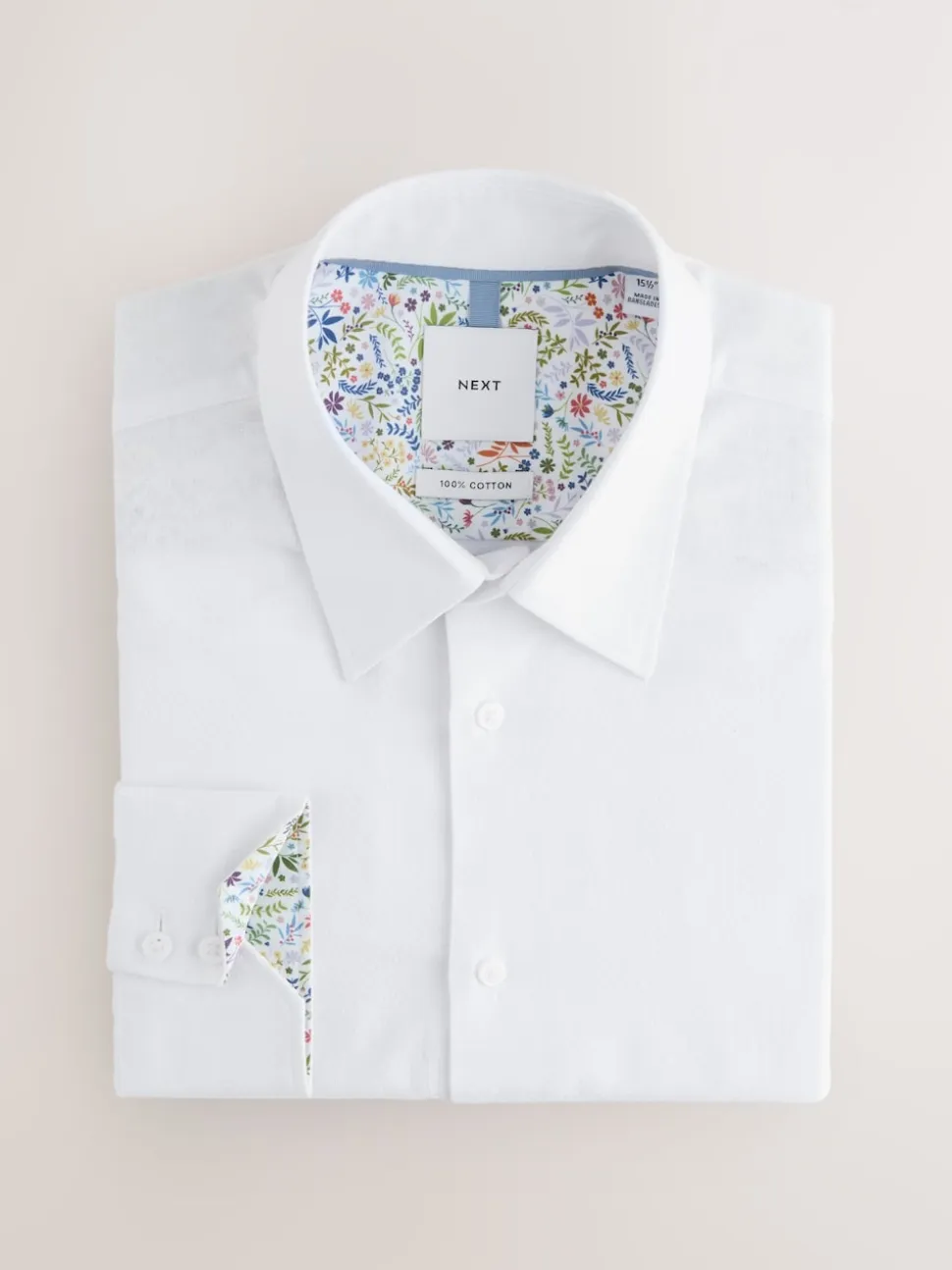 White Skinny Fit Textured Long Sleeve Formal Shirt with Trim