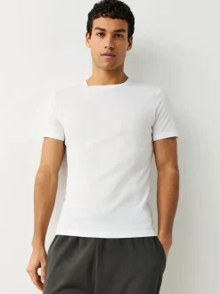 White Slim Fit 100% Cotton Layering T-Shirts 5 Pack