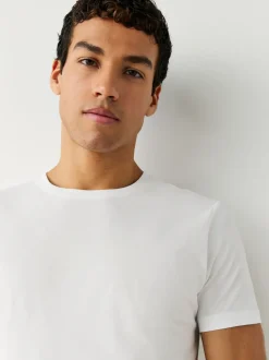 White Slim Fit 100% Cotton Layering T-Shirts 10 Pack