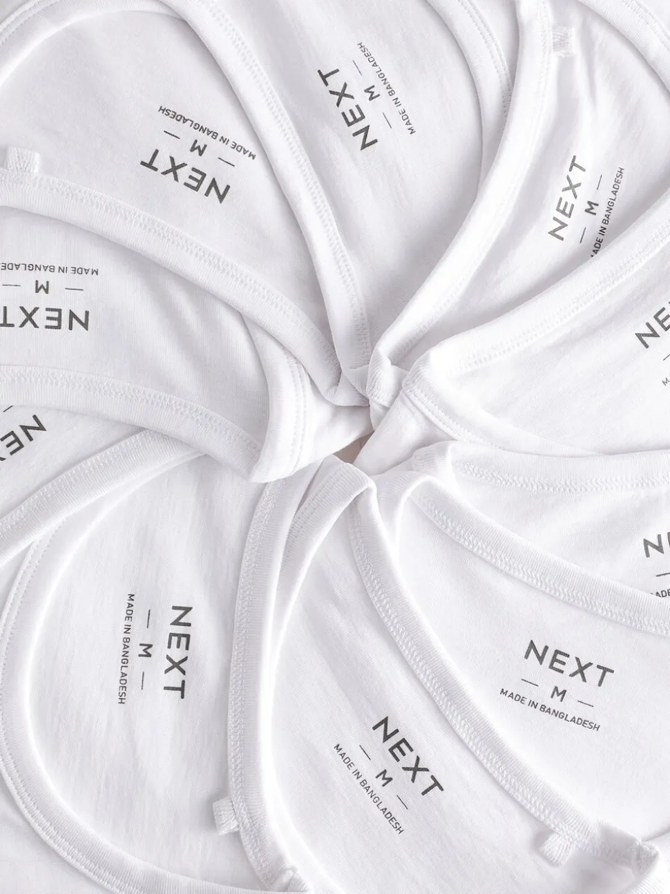 White Slim Fit 100% Cotton Layering T-Shirts 10 Pack