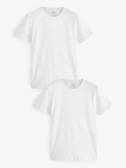 White Slim Fit 100% Cotton Layering T-Shirts 2 Pack