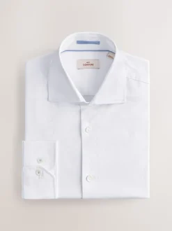 White Slim Fit 100% Pima Cotton Sateen Finish Long Sleeve Signature Shirt