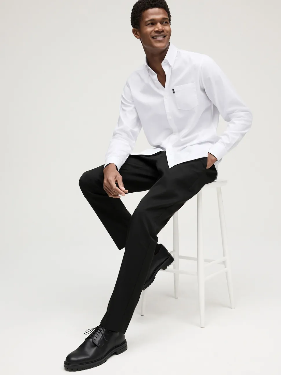 White Slim Fit Button Down Easy Iron Oxford Shirt