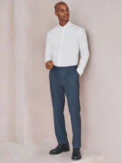 White Slim Fit Cotton Stretch Long Sleeve Formal Shirt