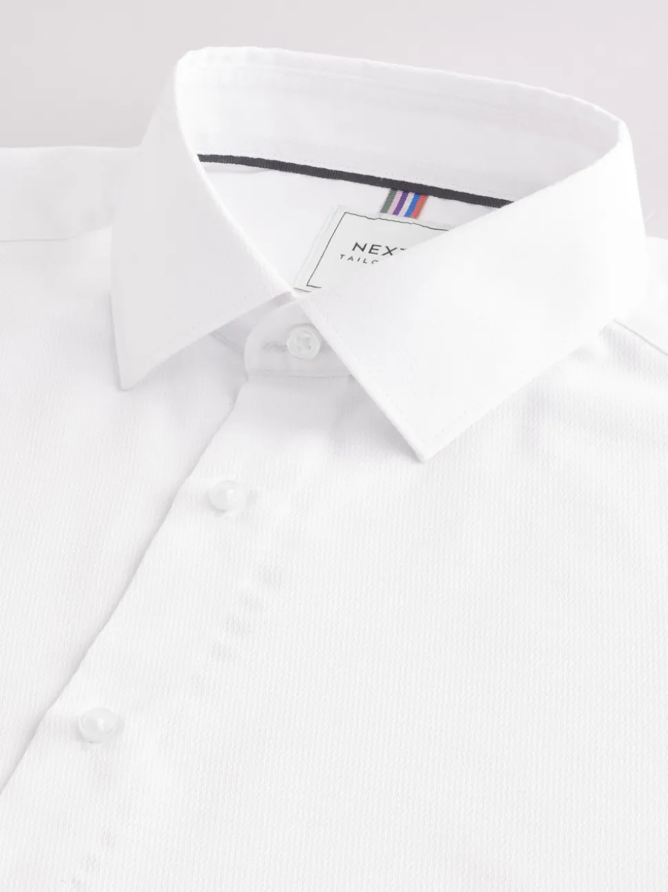 White Slim Fit Double Cuff Easy Care Textured Smart Shirt