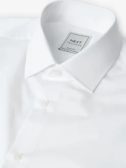 White Slim Fit Easy Care Single Cuff Smart Shirts 4 Pack