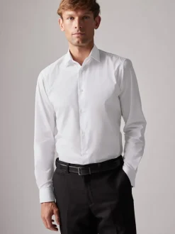 White Slim Fit Easy Care Single Cuff Smart Shirts 4 Pack