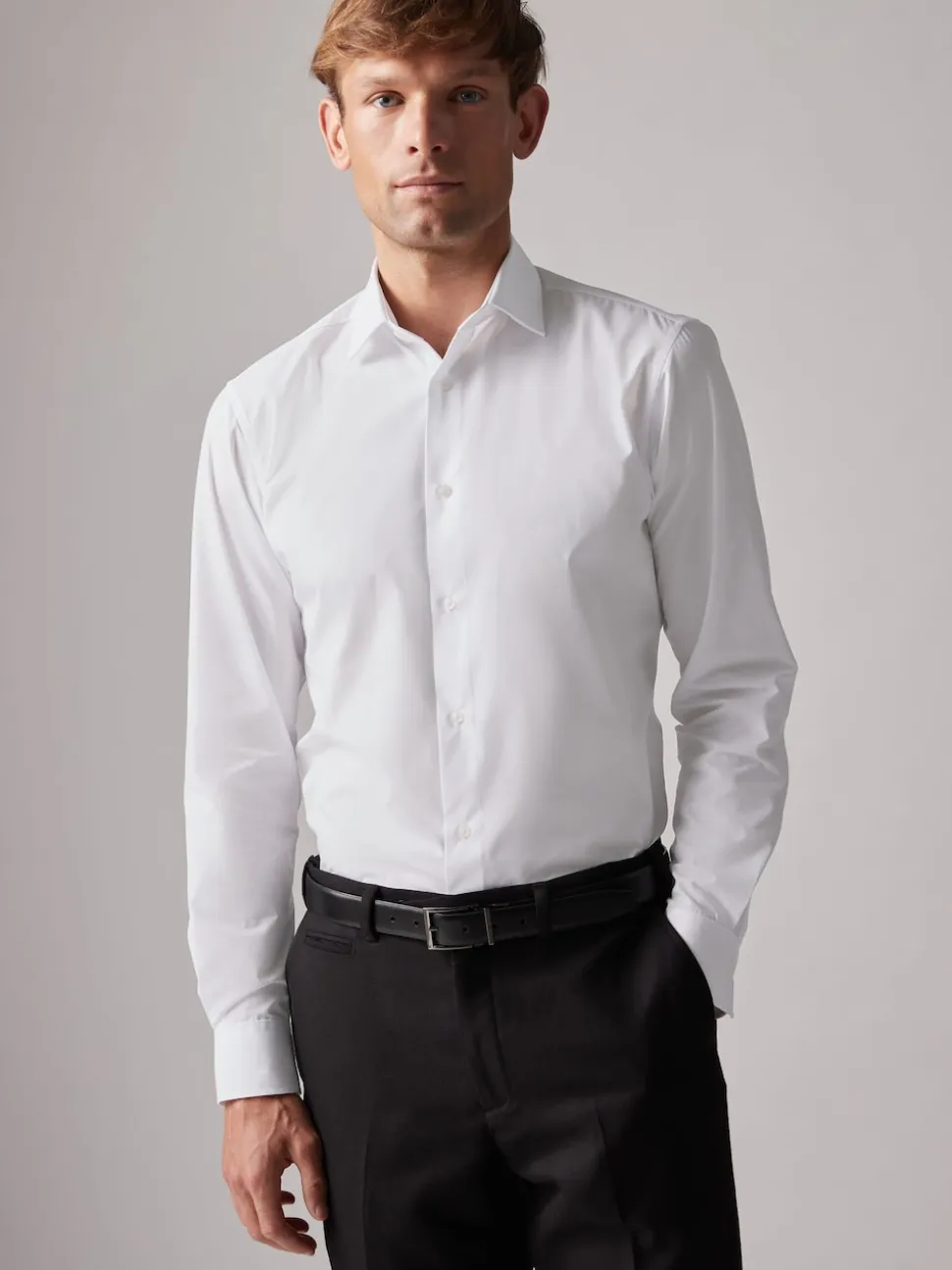 White Slim Fit Easy Care Single Cuff Smart Shirts 4 Pack