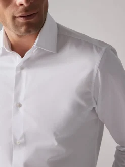 White Slim Fit Easy Care Single Cuff Smart Shirts 4 Pack