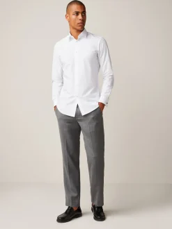 White Slim Fit Easy Care Double Cuff Smart Shirt