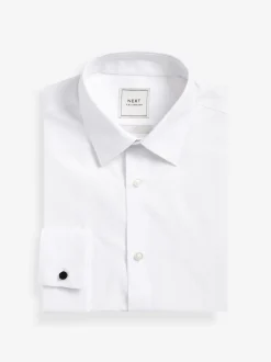 White Slim Fit Easy Care Double Cuff Smart Shirt