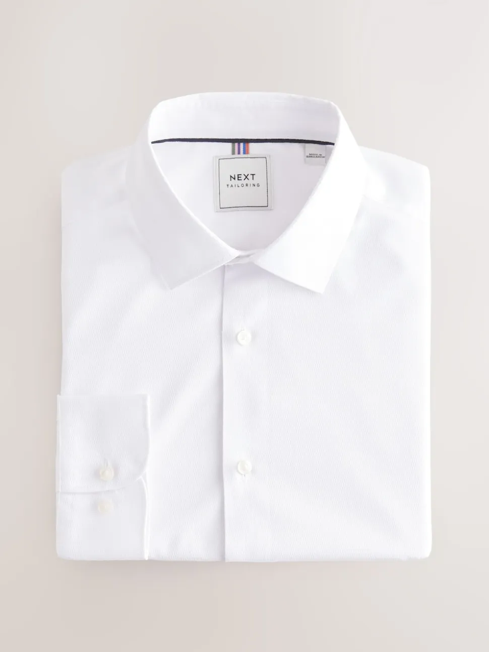 White Slim Fit Easy Care Textured Single Cuff Smart Shirt