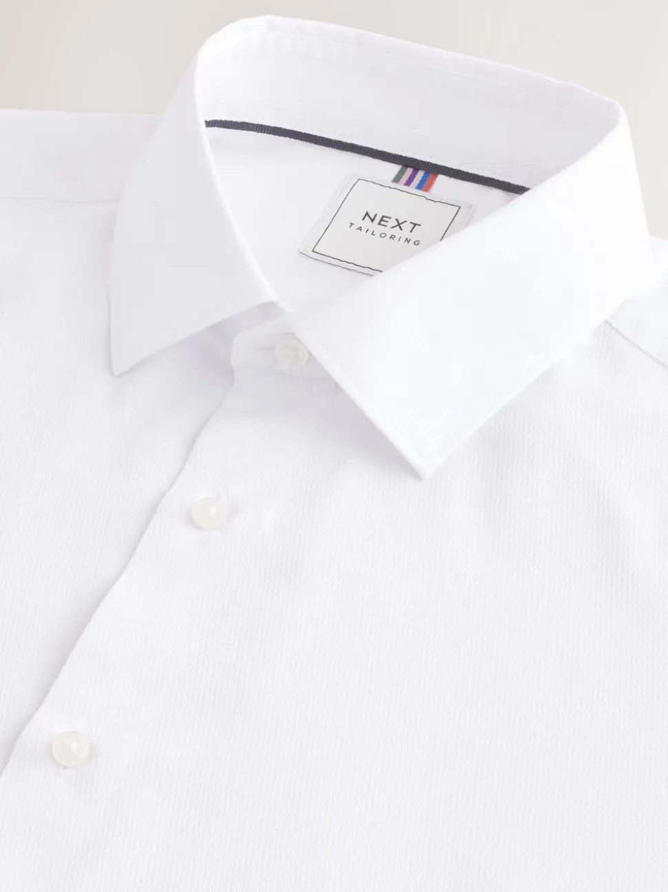 White Slim Fit Easy Care Textured Single Cuff Smart Shirt