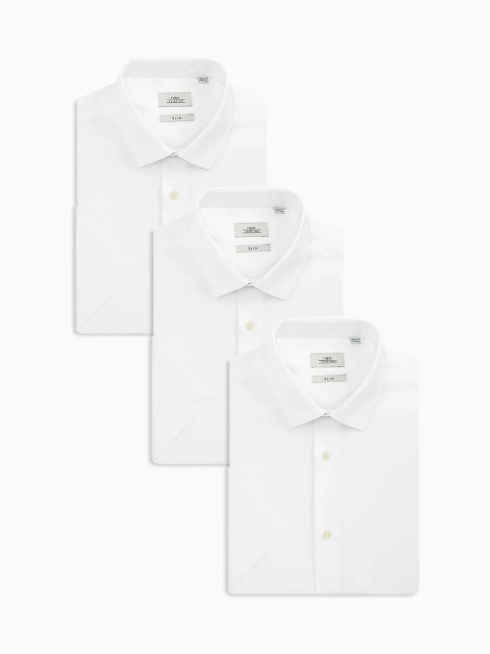 White Slim Fit Easy Care Short Sleeve Smart Shirts 3 Pack