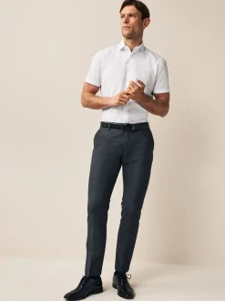 White Slim Fit Easy Care Short Sleeve Smart Shirts 3 Pack