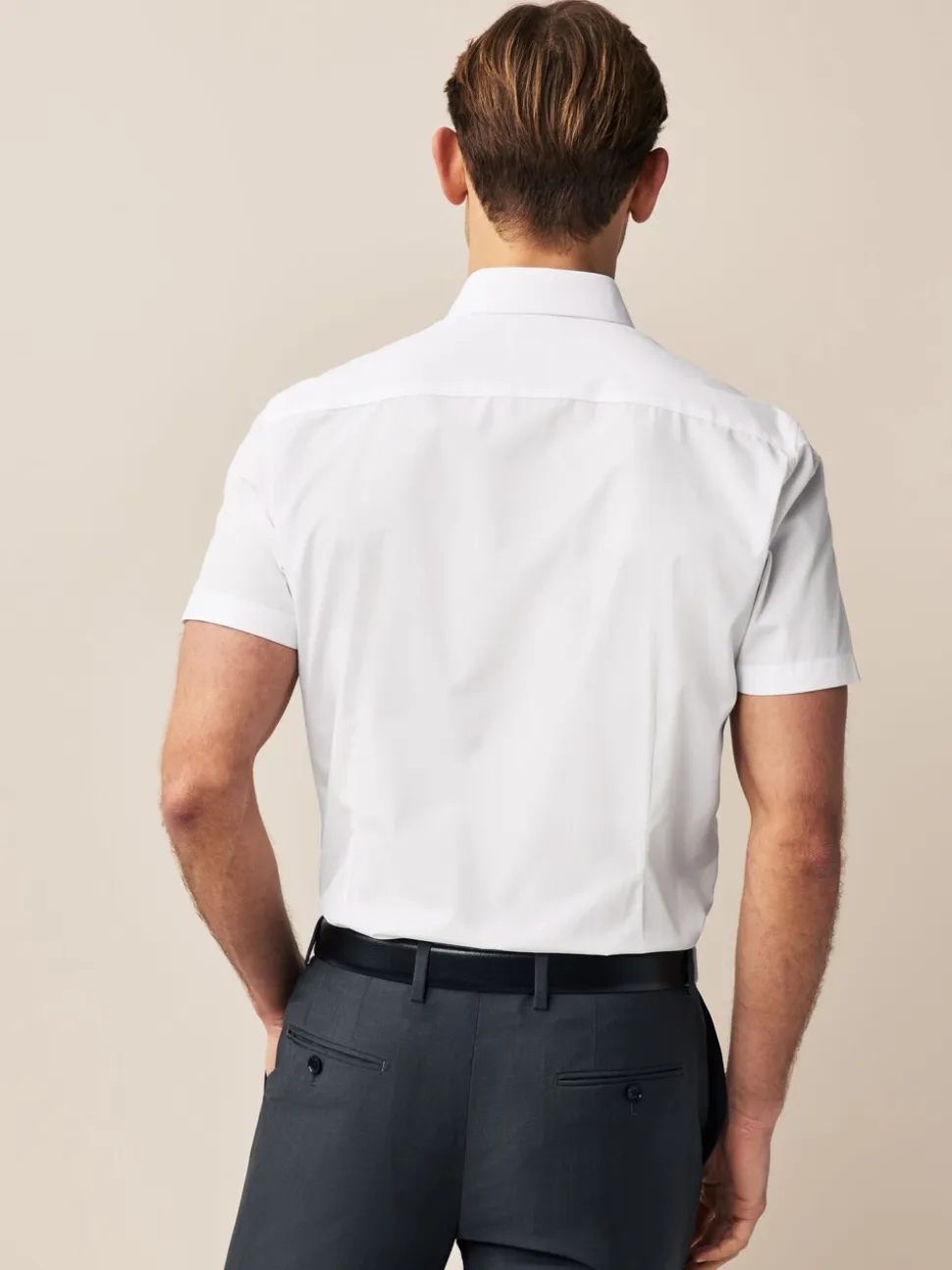 White Slim Fit Easy Care Short Sleeve Smart Shirts 3 Pack