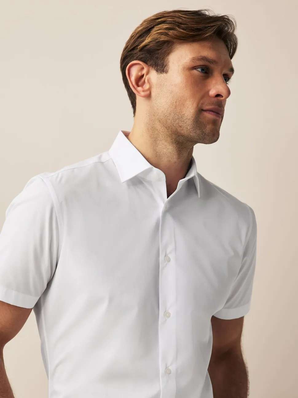 White Slim Fit Easy Care Short Sleeve Smart Shirts 3 Pack