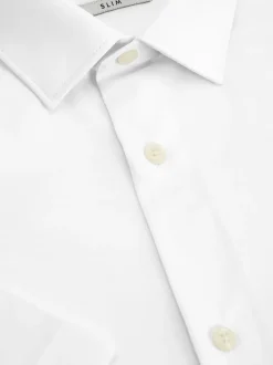 White Slim Fit Easy Care Short Sleeve Smart Shirts 3 Pack