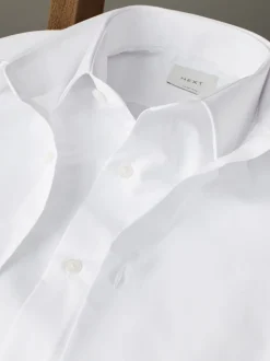 White Slim Fit Easy Care Short Sleeve Smart Shirts 2 Pack