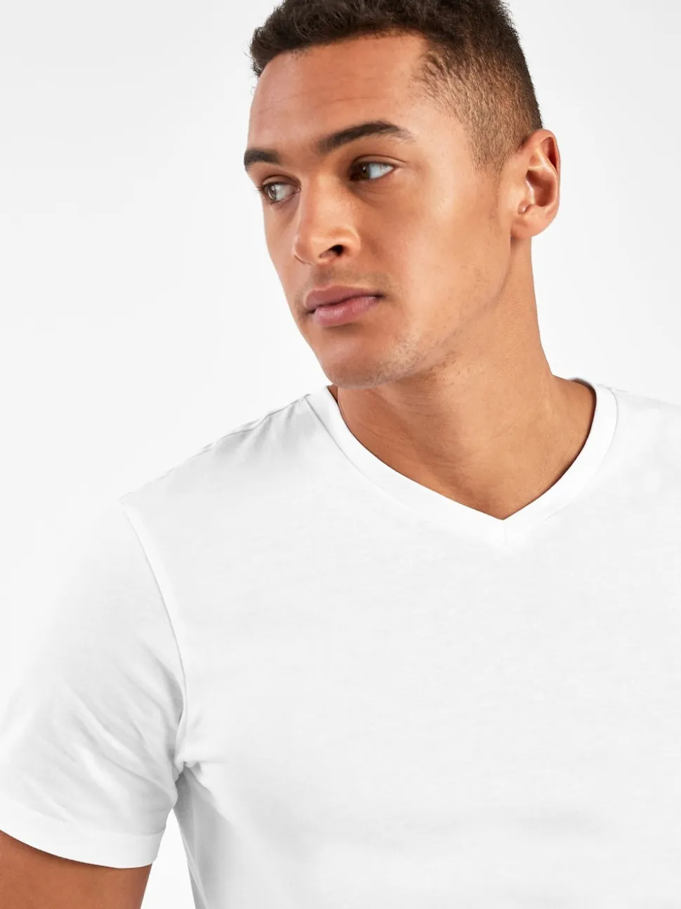 White Slim Fit Essential V-Neck T-Shirt