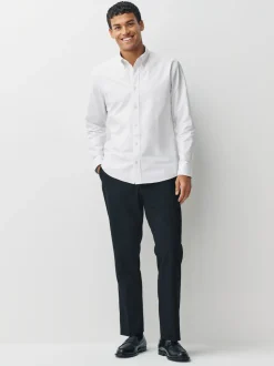 White Slim Fit Long Sleeve Oxford Shirt